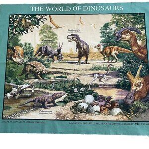 The World Of Dinosaurs Fabric Panel - USPS 1996 Postal Service